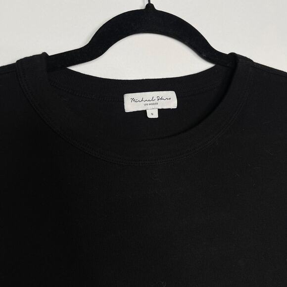 Michael Stars Small Black Fallon Ribbed Short Sleeve Crew Neck Tshirt Tee Cotton - Picture 3 of 7